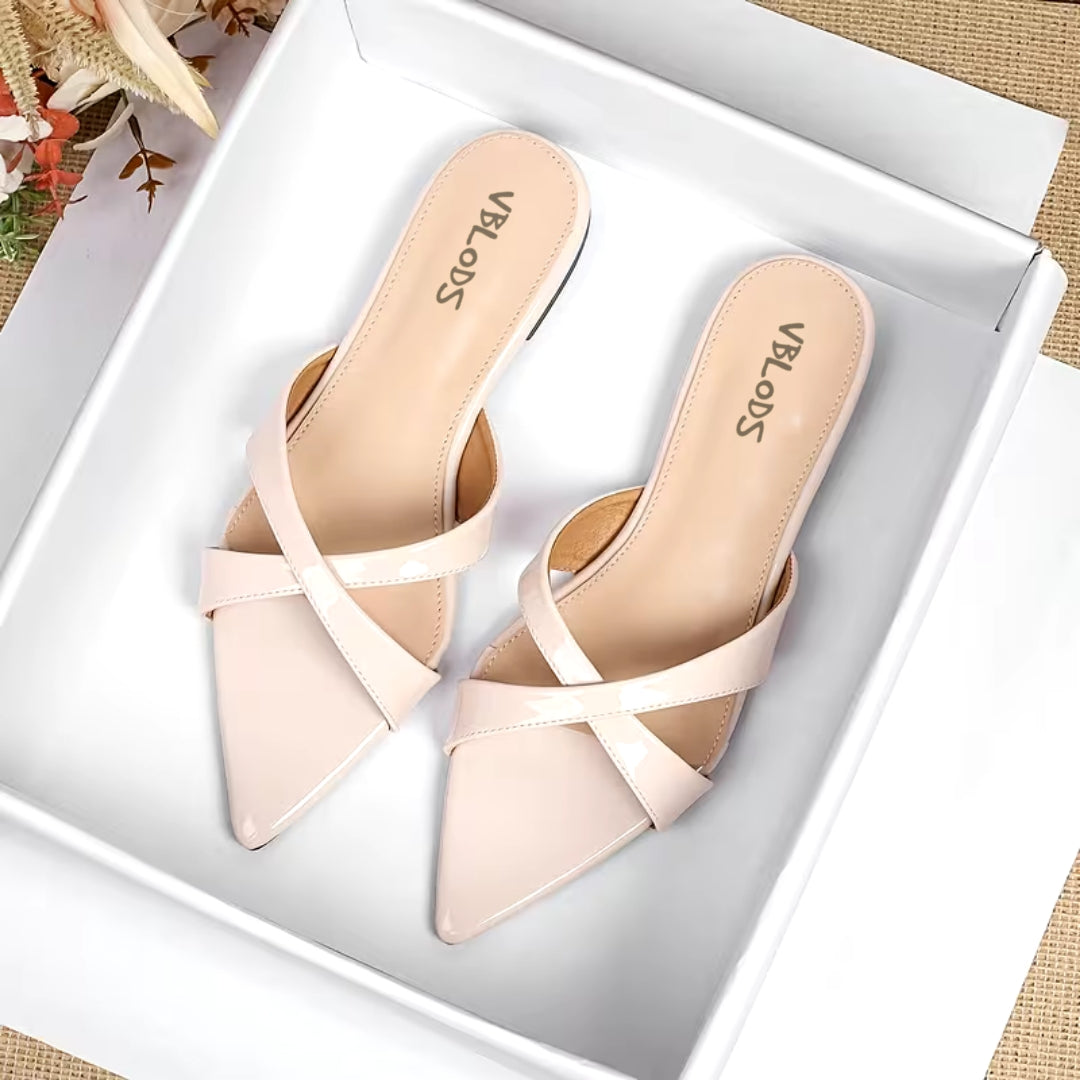 biege x pointed flats
