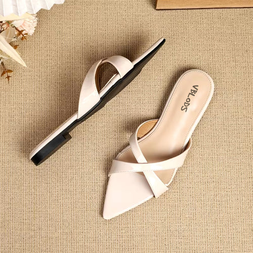 biege x pointed flats