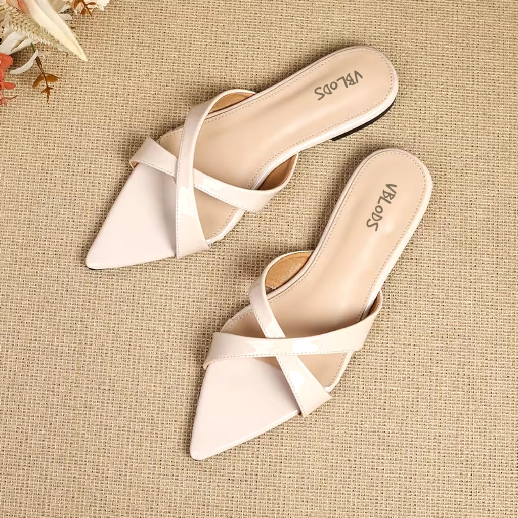 biege x pointed flats